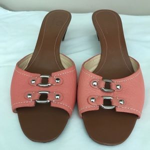 Cole Haan Baby Pink Leather Slider Heels
